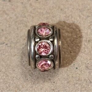 Brighton Glam Spacer bead w Pink Tourmaline round crystals set in silver Retired
